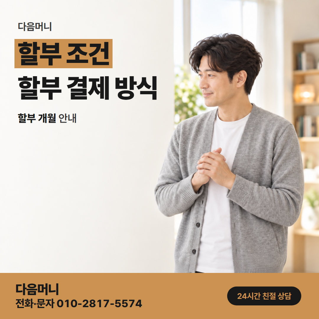 다음머니 카드깡할부대출 개월을 길게 잡을 때 줄어드는 매달 금액
